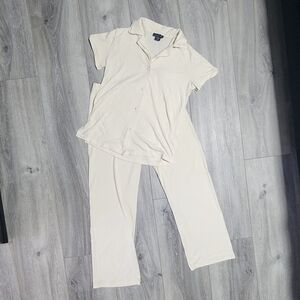 Vintage Y2K Jones New York Ivory Cream Pajama Set Womens Size Small
